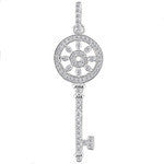 14 kt White Gold Key Diamond Pendant