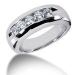14k White Gold Men's Diamond Wedding Band1.00 ct