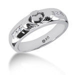 14k White Gold Men's Diamond Claddah Wedding Band 0.36