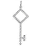 14 kt White Gold Key Diamond Pendant