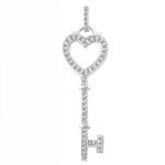 14 kt White Gold Key Diamond Pendant