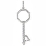 14 kt White Gold Key Diamond Pendant