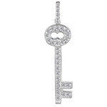 14 kt White Gold Key Diamond Pendant
