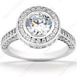 14K Round Brilliant Halo Engagement Ring