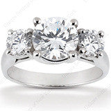 14K Three Stone Round Diamond Engagement Ring