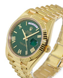 Rolex President Day-Date 36mm 18K Yellow Gold Green Roman Numeral Dial Watch