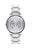 Movado Trend, 32 mm stainless steel case with yellow gold bezel and silver sunray dial on stainless steel bracelet.