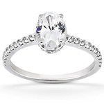 14k White Gold Oval Diamond Engagement Ring 1.25 ct