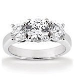 14k White Gold Three Stone Diamond Ring. 1.00 ctw