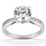 14k White Gold Round Brilliant Diamond Engagement Ring 1.50 ct
