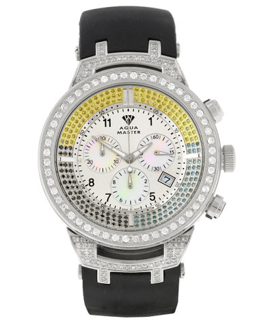 Aqua Master Men's Power Canary Diamond Watch with Diamond Bezel and Rubber Strap 4.25 ctw