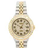 Rolex Datejust 26mm Two Tone Gold/Steel Pave Roman Diamond Dial 3.50ct