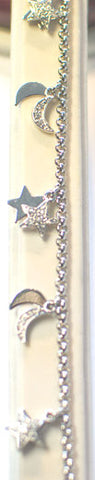 Luxe Silver Charm Bracelet / Moon & Stars