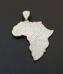 Africa Map Yellow Gold Pendant