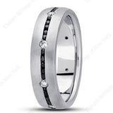 Black/white diamond mens wedding ring