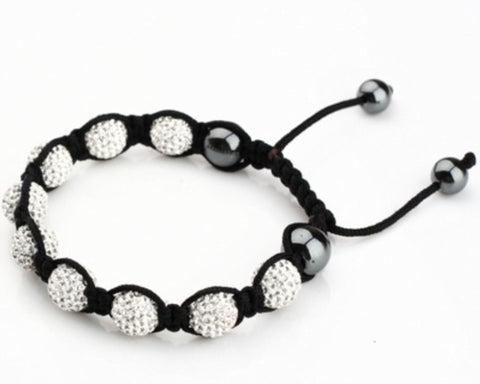 White Cord Multicolour Crystals Clay Beads Shamballa Bracelet - Ephori  London - Luxury custom natural stone beaded bracelets